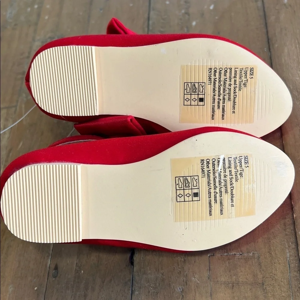 Janie and jack red satin t-bar Mary Jane shoes with bow toddler size 5 holiday